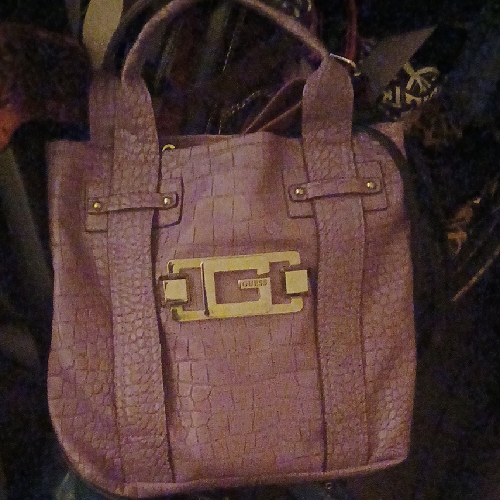 Guess Purple Tote Bag with Gold Hardware